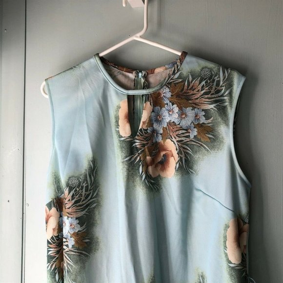 Vintage long maxi dress tropical floral fabric polyester 2 piece with jacket - Picture 5 of 9